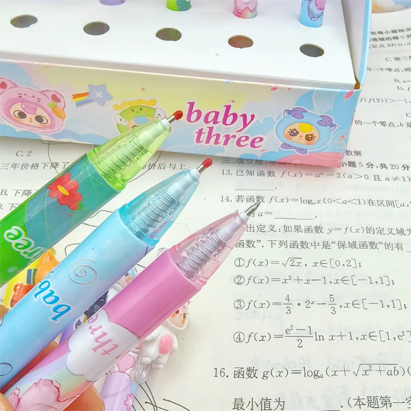 Baby Three Series Gelpennen 6 stuks 0,5 mm Zwart Cartoon Animatie Student Druk Handtekening Pen Schrijven Oefening Briefpapier Groothandel