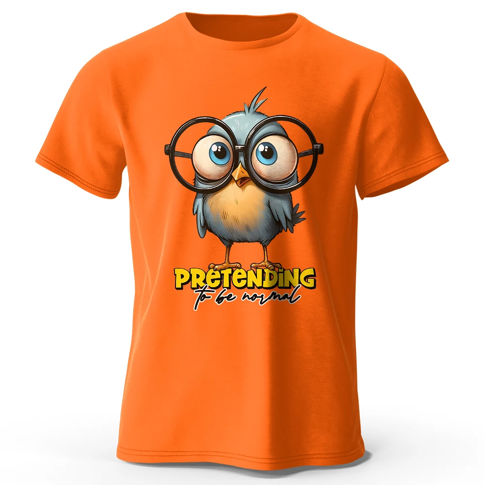 

Whimsical Bird Doodle T Shirt 2026 New Cartoon Graphic 100% Cotton Men Women Unisex Oversized Heavyweight Harajuku Retro Tops