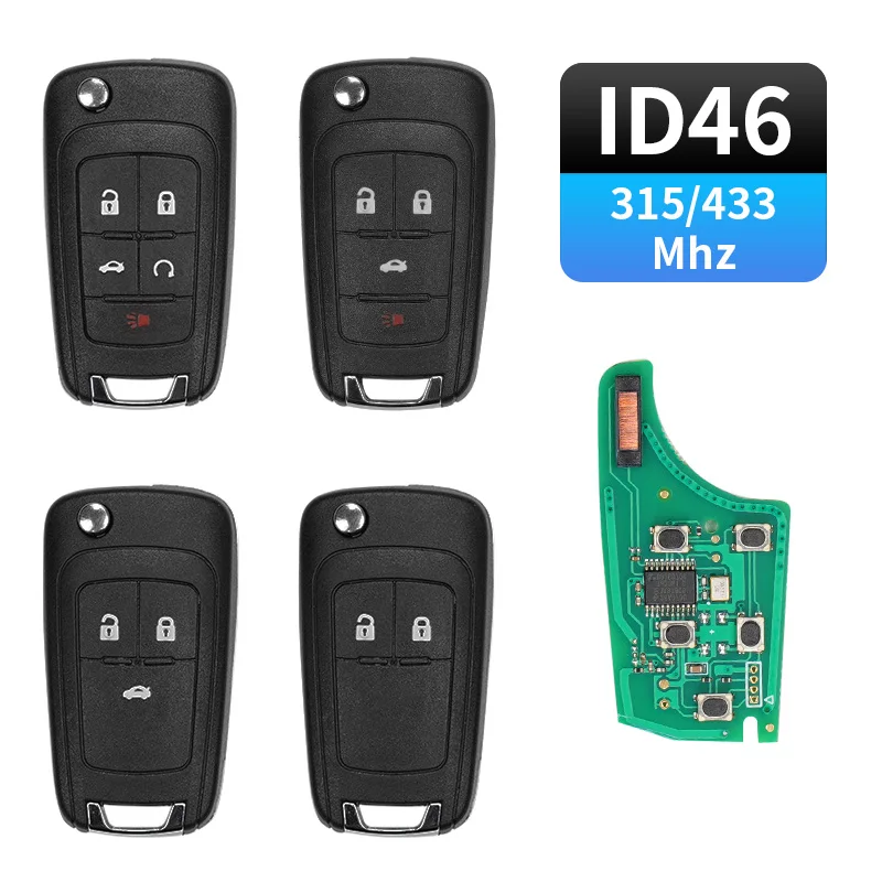 

2/3/4/5 Buttons Flip Remote Car Key ID46 Chip 315/433MHz For Chevrolet Opel Buick Vauxhall Cruze Astra Insignia + HU100 Blade