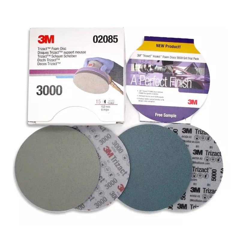 3M 02085 6 Inch 3000 Grit Wet Dry Sandpaper Round Wet Sanding Block Soft Abrasive Sponge Pad Disc Trizact Polishing Emery Sponge