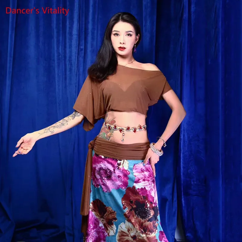 Belly Dance  Suit Female Adult High-end Temperament Top Long Skirt Performance Clothes Set