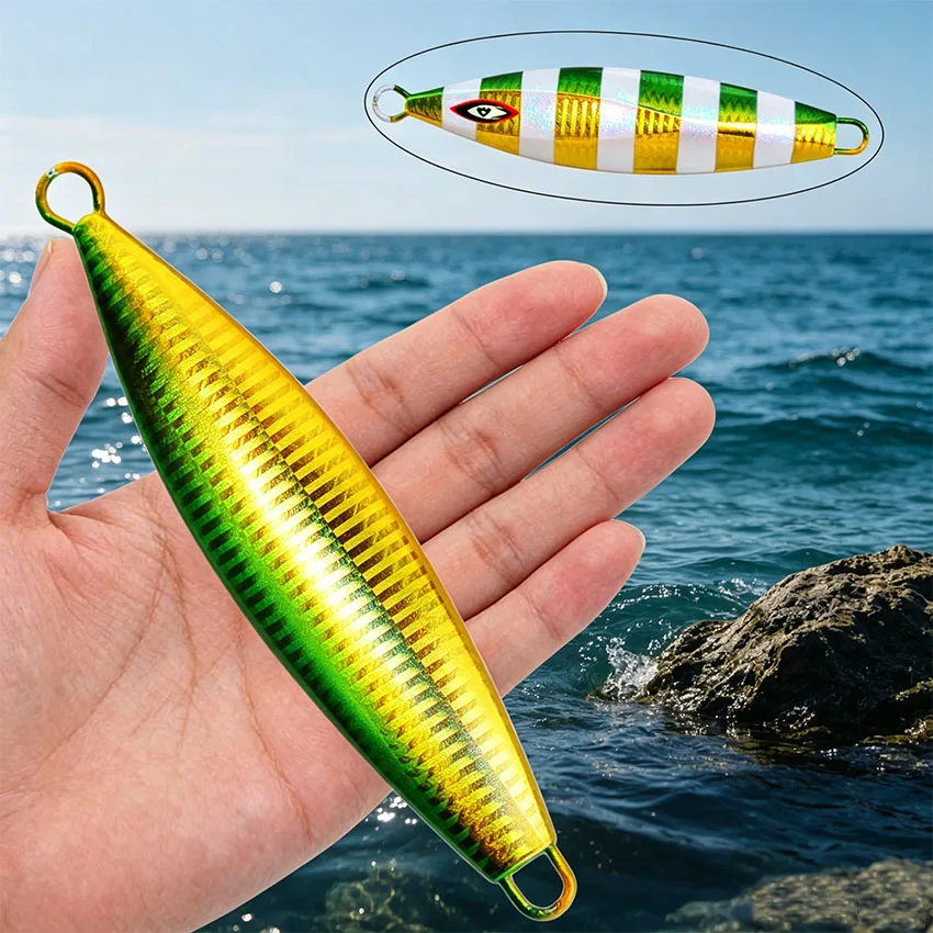 1pcs Slow Jigging Metal Jigs 100g 150g 200g 250g 300g Shore Jigging Artificial Hard Bait Luminous Spoon Fishing Lures