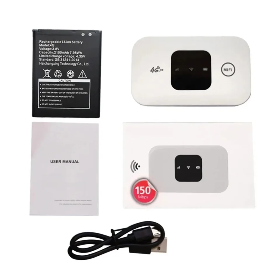Per viaggi in ufficio domestico all'aperto Router 4G Lte Wifi wireless 2100mAh Hotspot mobile con slot per scheda SIM Hotspot Pocket WIFI 150Mbps