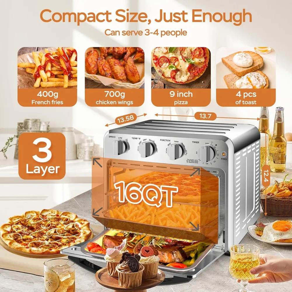 Air Fryer, Convection Air Fryer Toaster Oven, 4 Slice Toaster Airfryer Countertop Oven, Electric Hot Oven Oilless Cooker