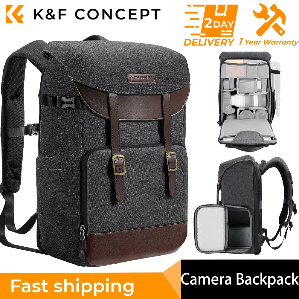 K&F CONCEPT Camera Backpack Photography Professional Outdoor Travel Bag Can Carry tripod Ergonomic Design For Sony Canon Nikon