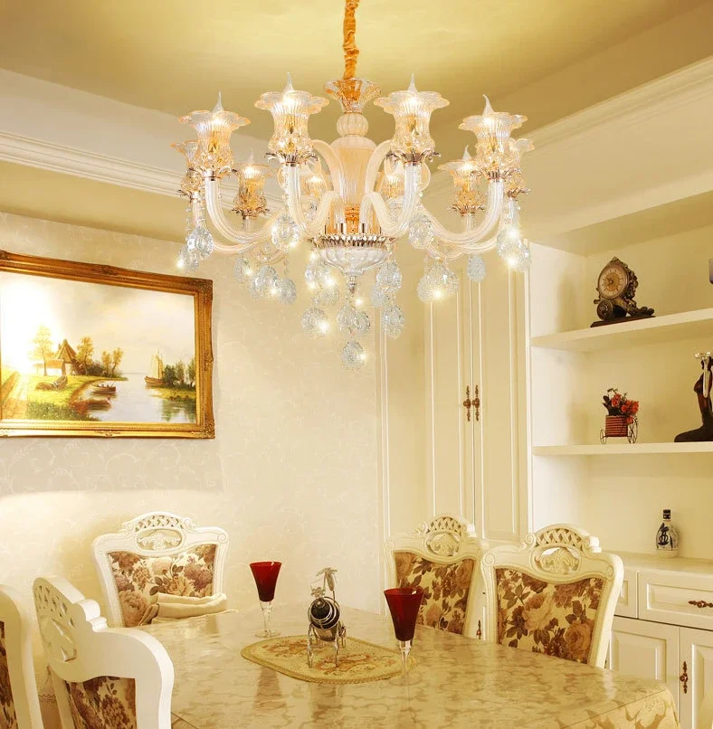 GHJUYIOL Living room crystal light, simple European atmosphere, bedroom light, dining room, European style chandelier, home, vil