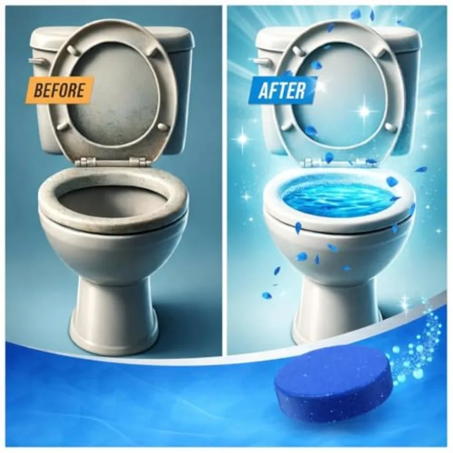 Automatic Toilet Bowl Cleaner Tablets, Blue Gel Toilet Tank Cleaners, Septic-Safe Hard Water Ring Stain Remover, Heavy Duty Toi view 4
