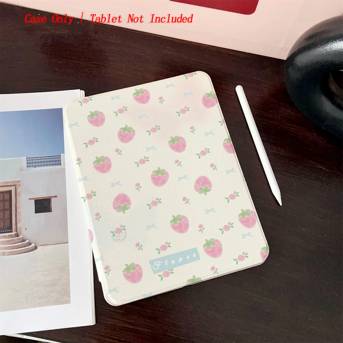 

8 Fresh Style Printed iPad Case, 360° Rotating Stand & Pen Slot,Book Style, Auto Sleep/Wake, Compatible with Various Apple iPads