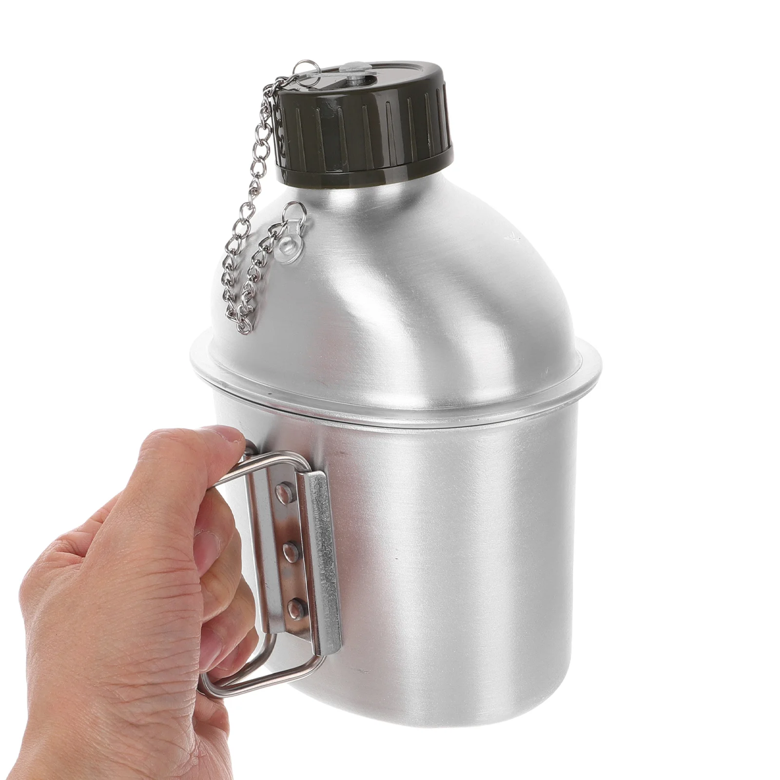 مجموعة إبريق ماء من الألومنيوم سعة 0.98 لتر، مقصف سفر مدمج متين للتخييم والتنزه والتدريب، حاويات مياه رياضية قابلة لإعادة الاستخدام