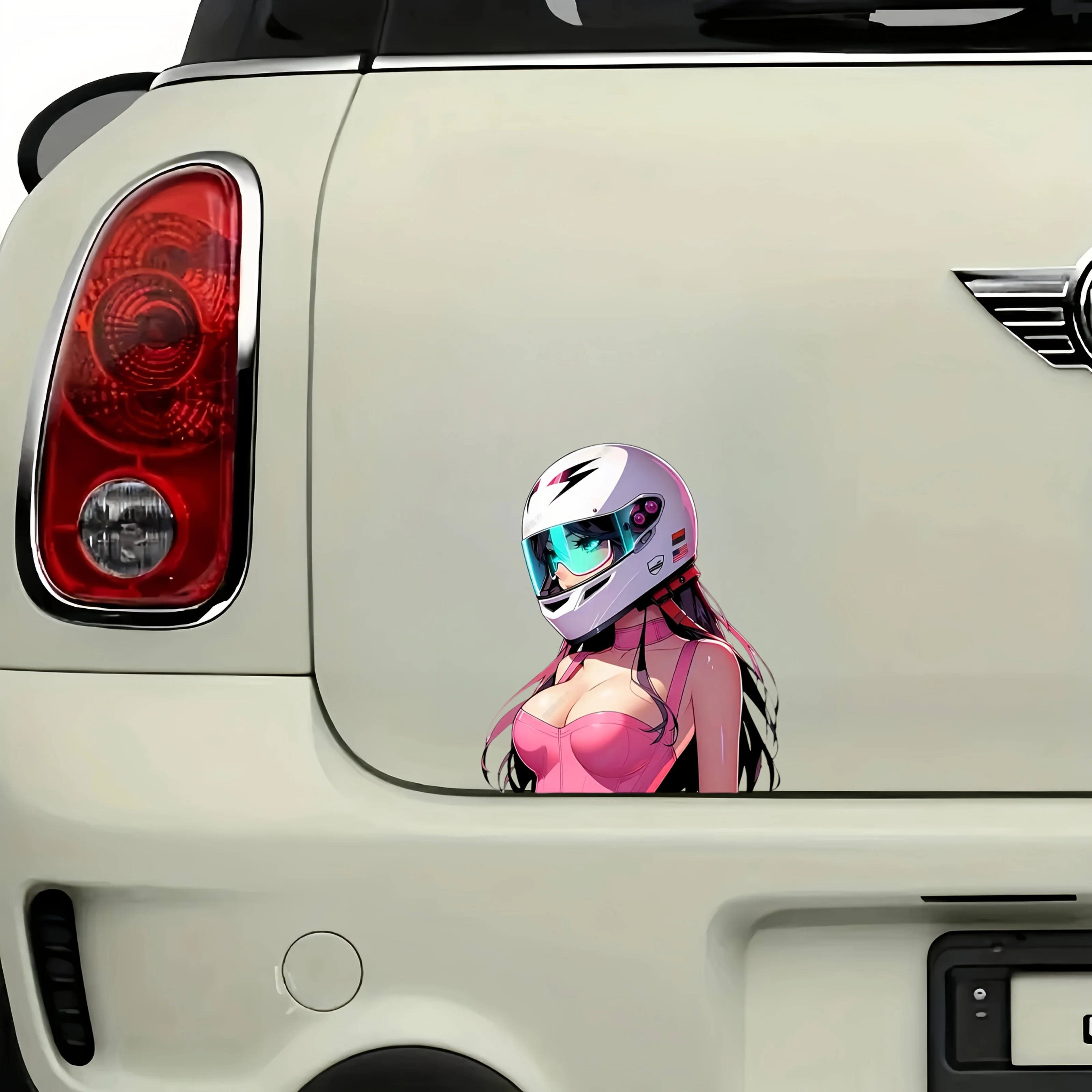 1PC Eye-Catching Anime Girl Racer Vinyl Sticker Waterproof Decal Bicycle Car Motorcycle Laptop Luggage Exterior Styling Decal view 5
