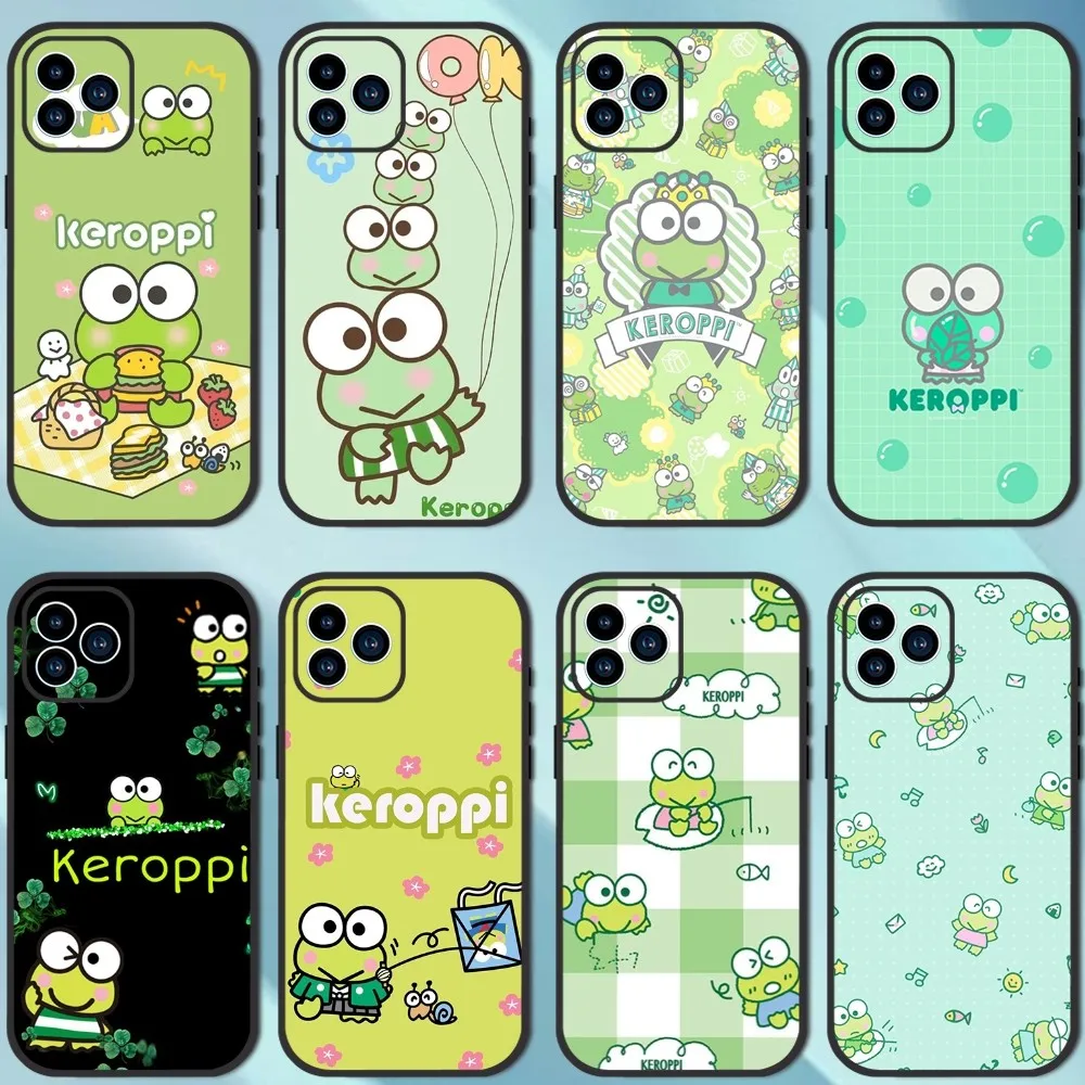 MINISO Sanrio K-Keroppi Phone Case For iPhone 13 12 11 14 15 Pro XS Max XR X 8 7 6S 6 Plus SE 2020 Soft Back case