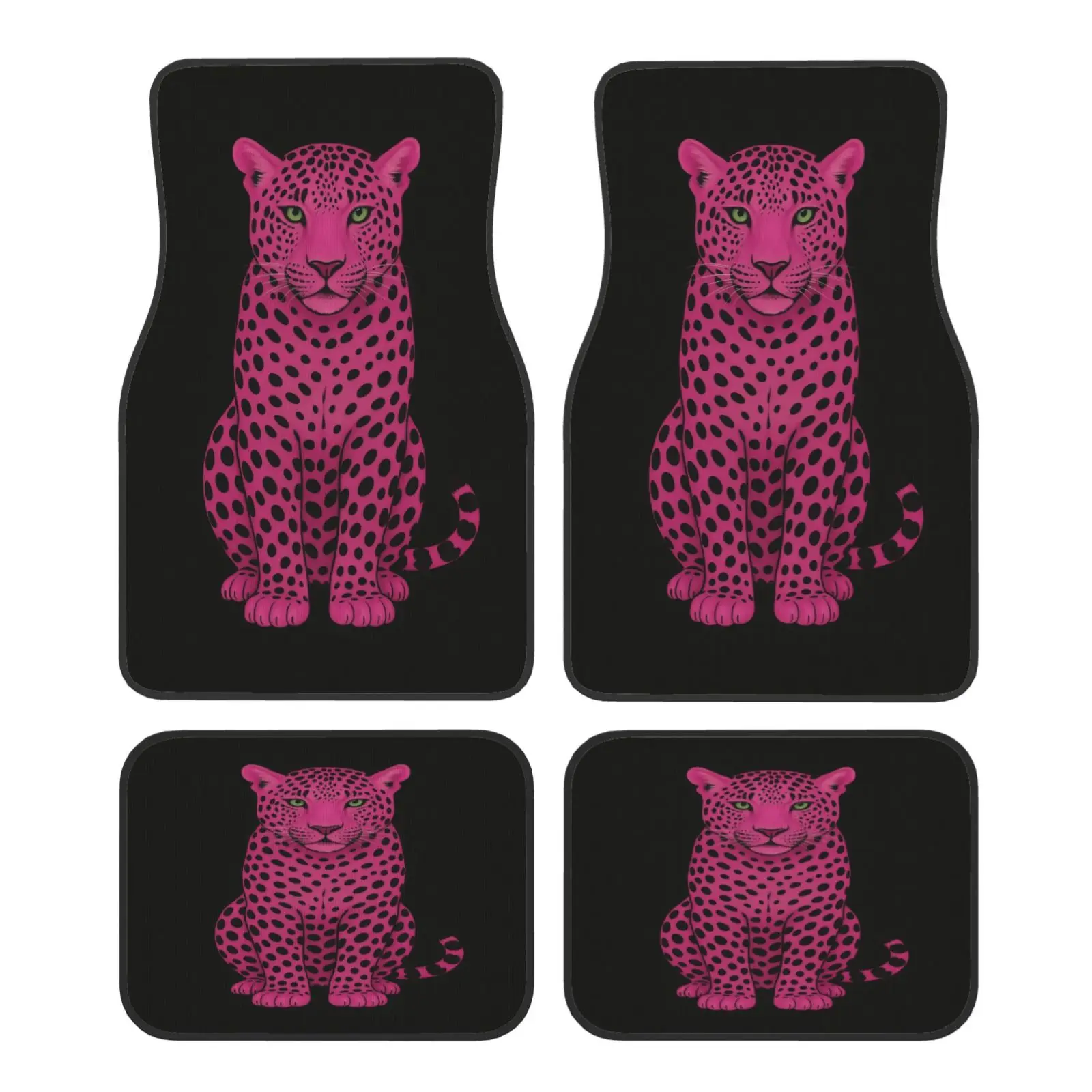 () 4pcs/car Floor Mats, Cheetah Print Elements, Persiancar Mats/suitable For Cars/SUV/family Car Interior Decoration/car Interio