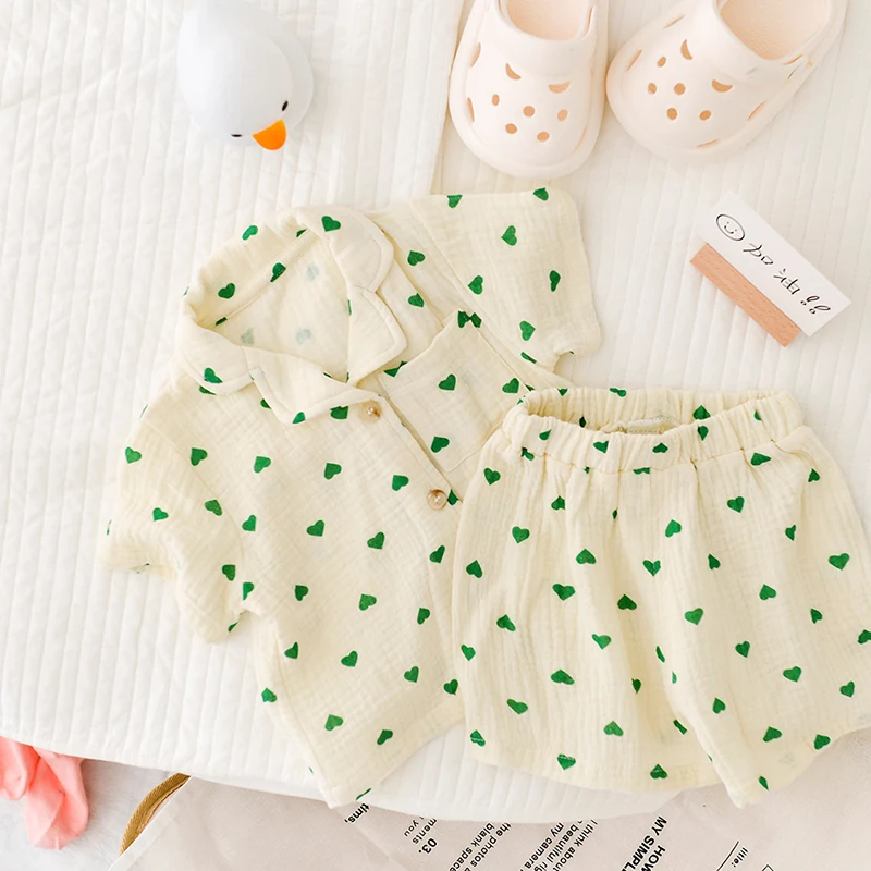MILANCEL Summer Baby Pajama Set Cute Style Baby Home Wear Linen Sleep Wear Baby Boys Pyjama