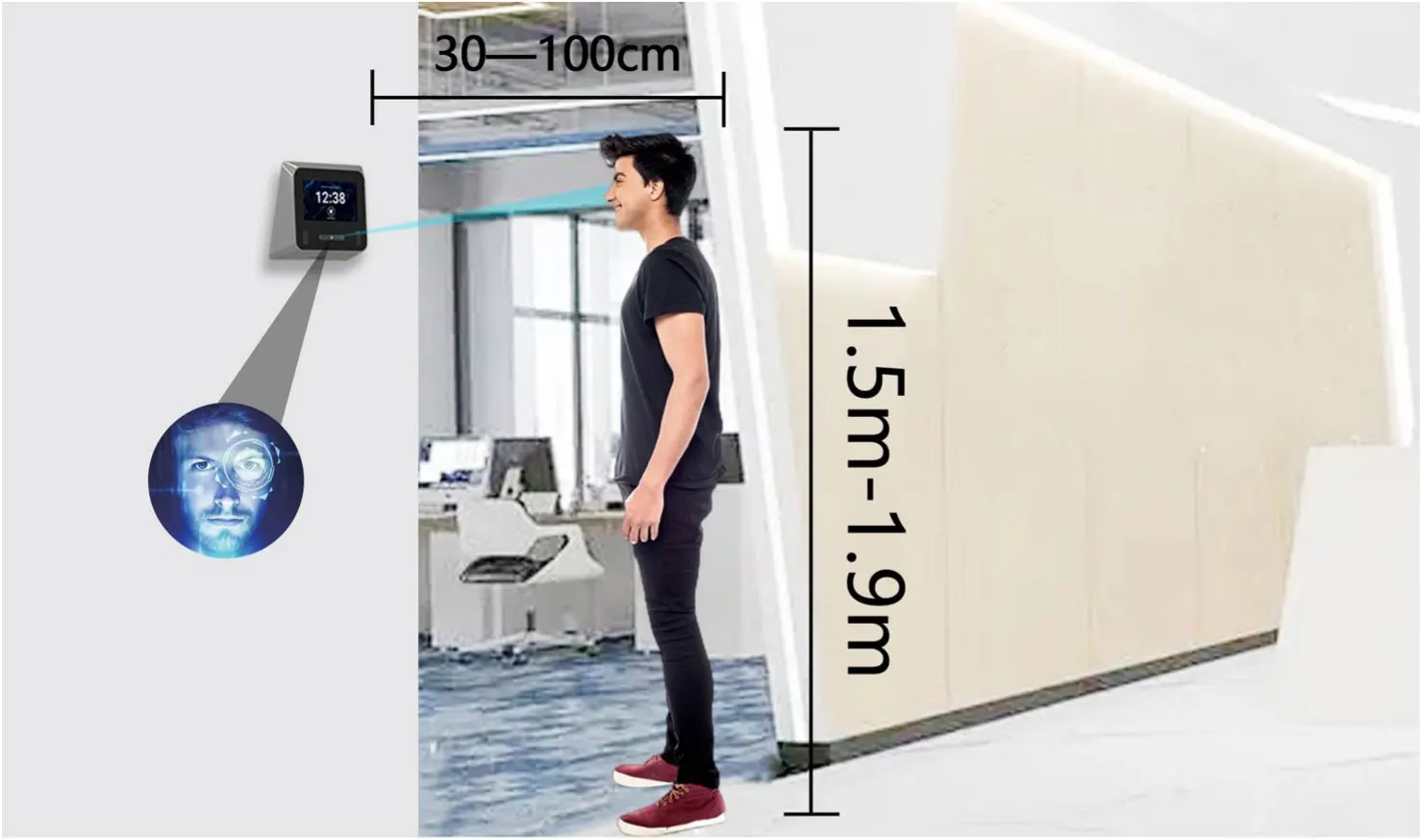 HFSecurity Eye Reader Iris Scanner تحديد الشخص التعرف على الوجه نظام التحكم في الوصول إلى وقت الحضور #4