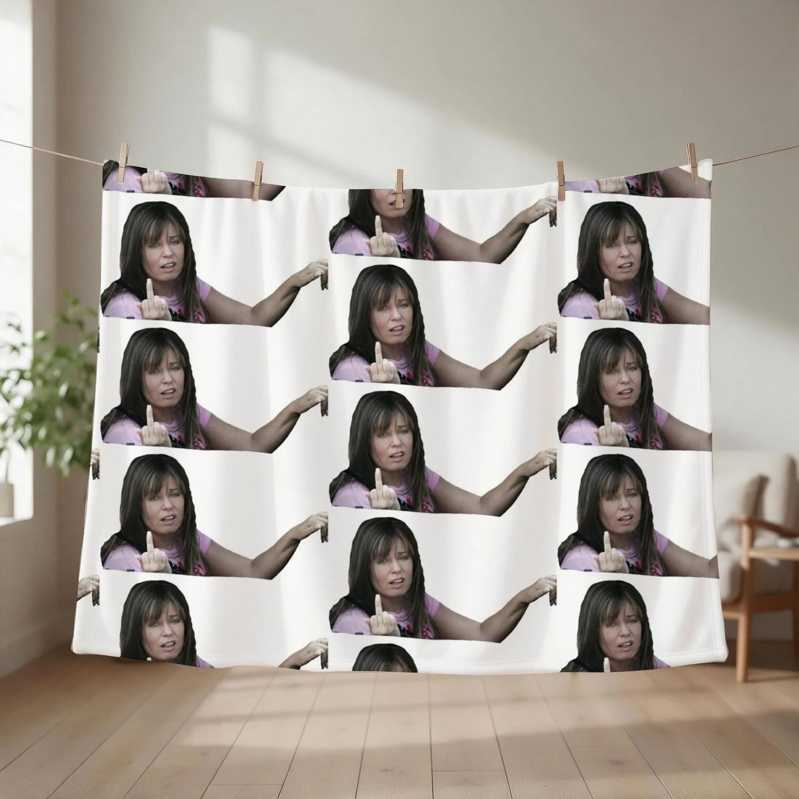 Kath and Kim: Kim Pulling the Finger Throw Blanket couch cozy soft plush fuzzy picnic outdoor blanket