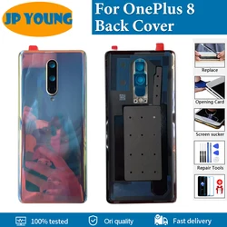 Original New For OnePlus 8 Glass Back Rear Door Housing Cover Replacement Battery Case Repair Parts With Camera Lens+Logo
