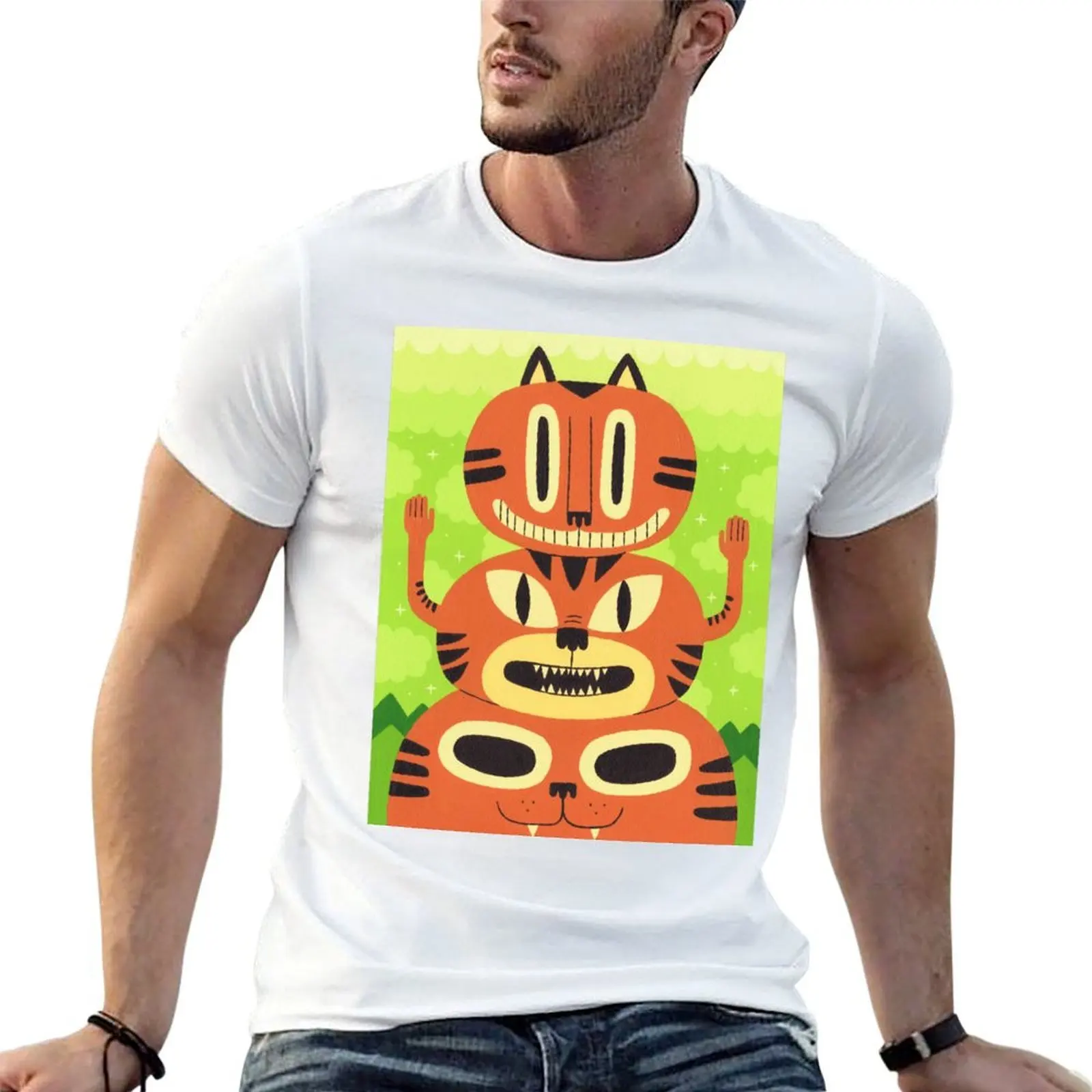 

Totem Cat T-Shirt anime t shirts for man man t shirt cotton high quality T-Shirt