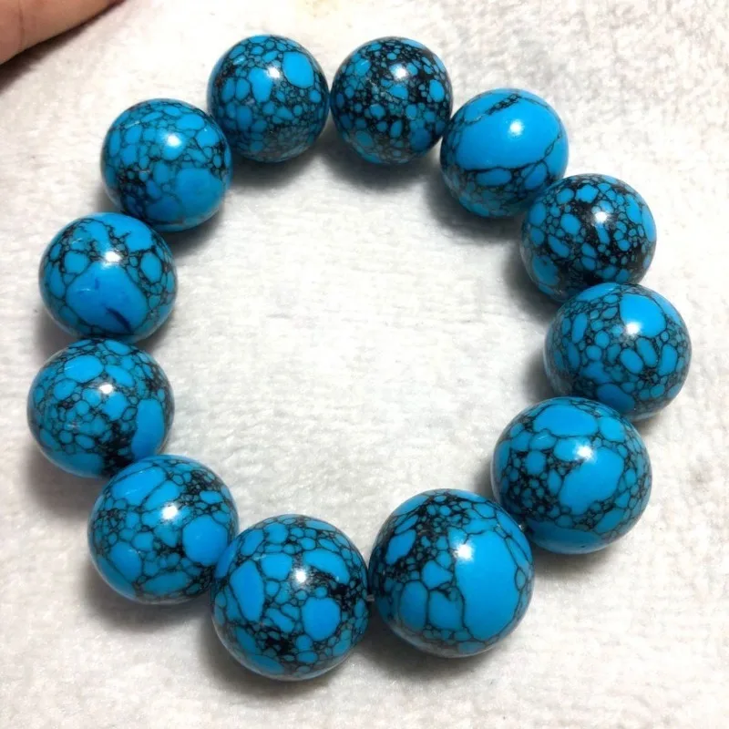 

Браслет из натуральных бирюзовых круглых бусин, модный и универсальный браслет.