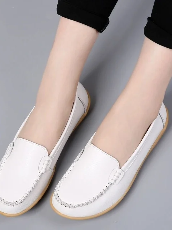 女性のフラットバレエシューズ通気性のあるカットアウトレザークリーンフィットスタイルビジネスカジュアル冬暖かい靴女性の靴