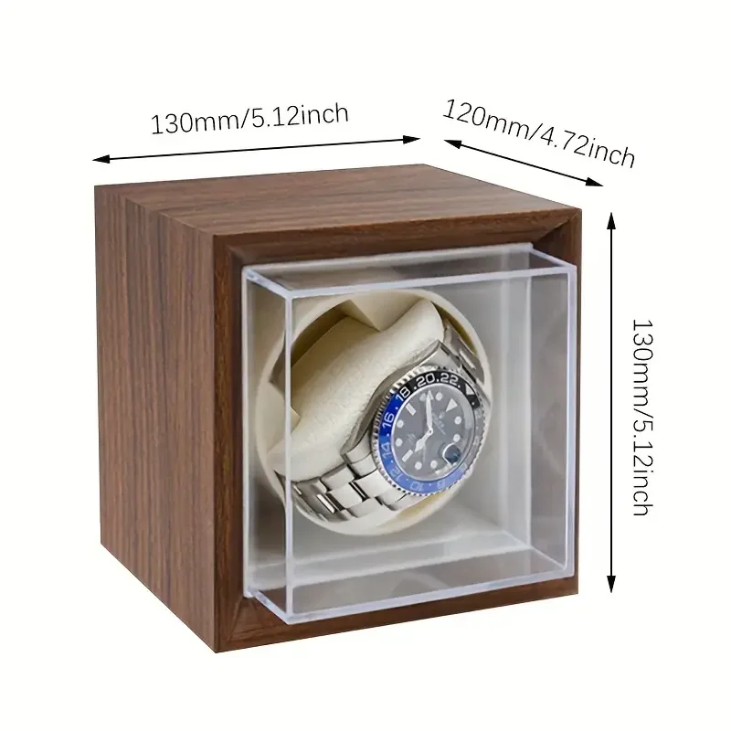 Single Watch Winder For Automatic Watches, Wooden Watch Winder Box With Flexible Sponge Pillow, Super Quiet Motor Watch Winder