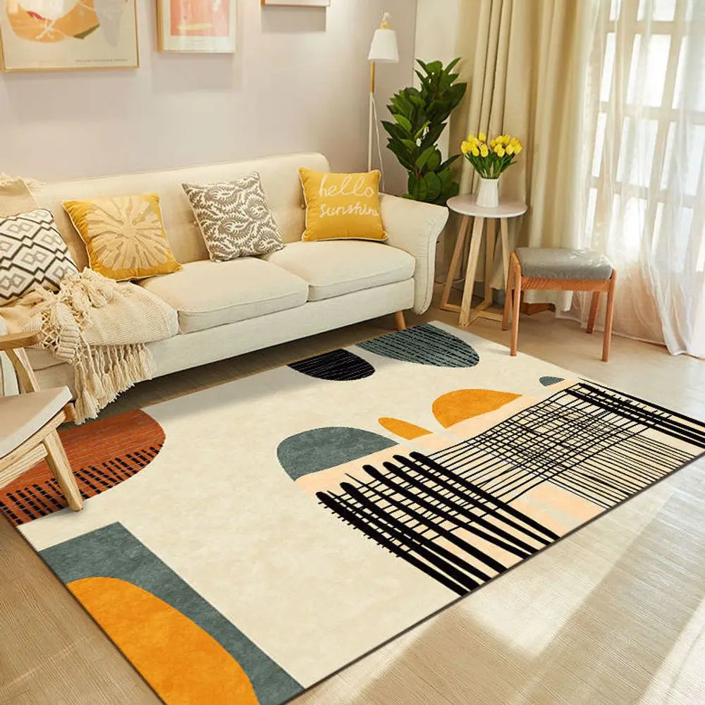 VIKAMA Moderner minimalistischer Teppich für Wohnzimmer, Sofa, großer Teppich, Schlafzimmer, Nachttisch, rutschfeste Bodenmatte, Heimdekoration