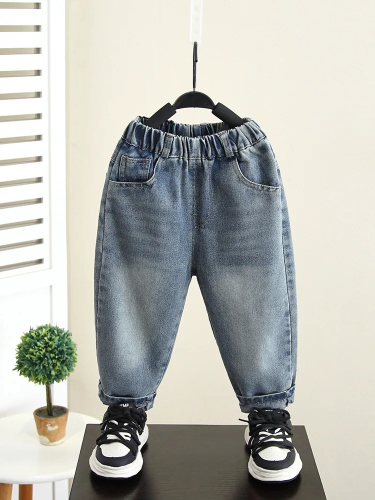 

Children Denim Jeans Kids Casual Trousers Boys Jeans Girls Elastic Waist Jeans Children's Denim Pants Autumn Spring 2-10Years