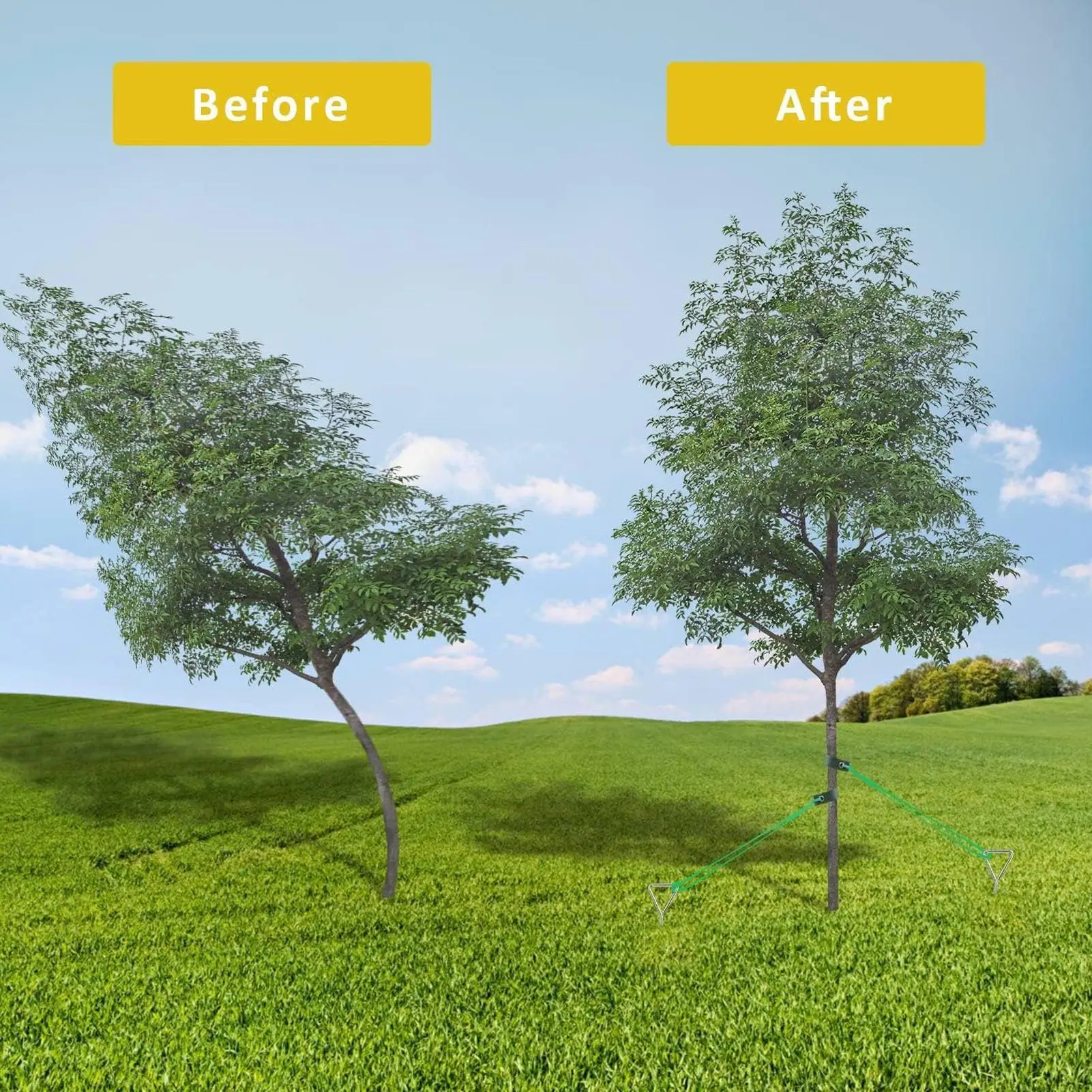 Tree Stakes Weather-Resistant Tie-Down Heavy Duty Tree Stake Kit For Against Bad Weather Wind Protection Trampoline Shed