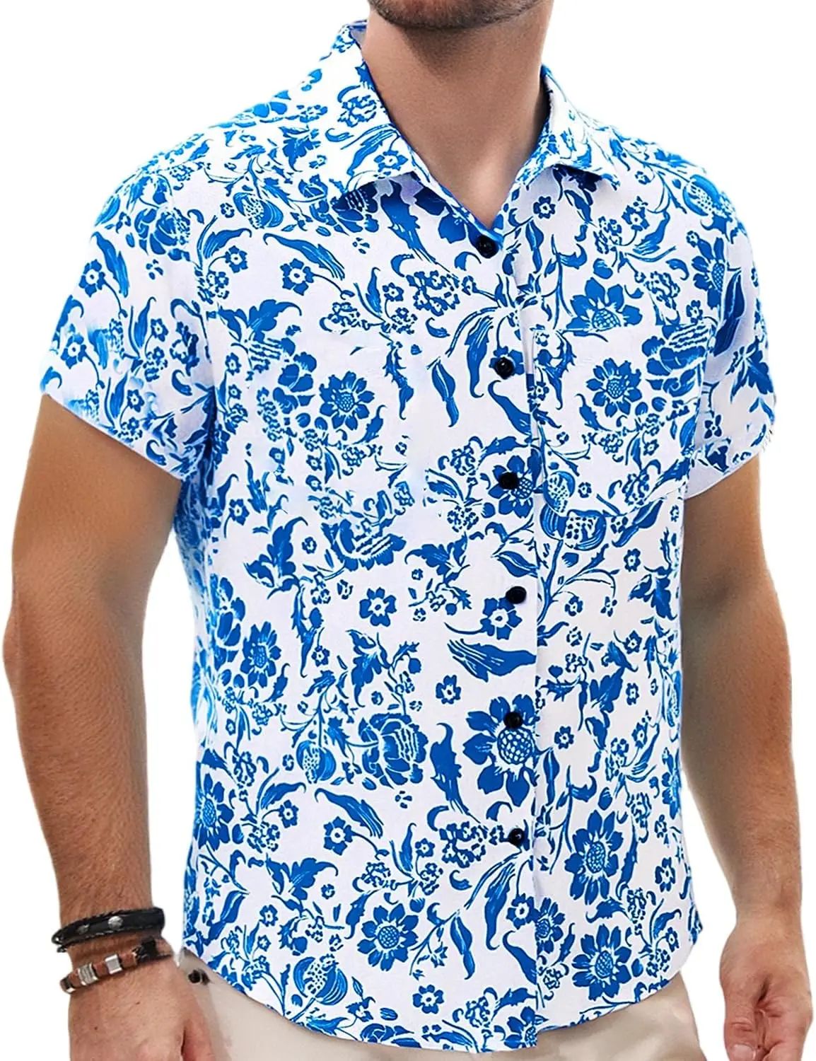 

2025 Mens Linen Shirt Textured Panel Casual Button Down Short Sleeve Summer Beach Camp Collar
