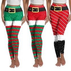 [You're My Secret] Christmas Leggings Womens Fitness Running Workout Running Pants Elf Snow Print Slim Skinny Stretch Leggings