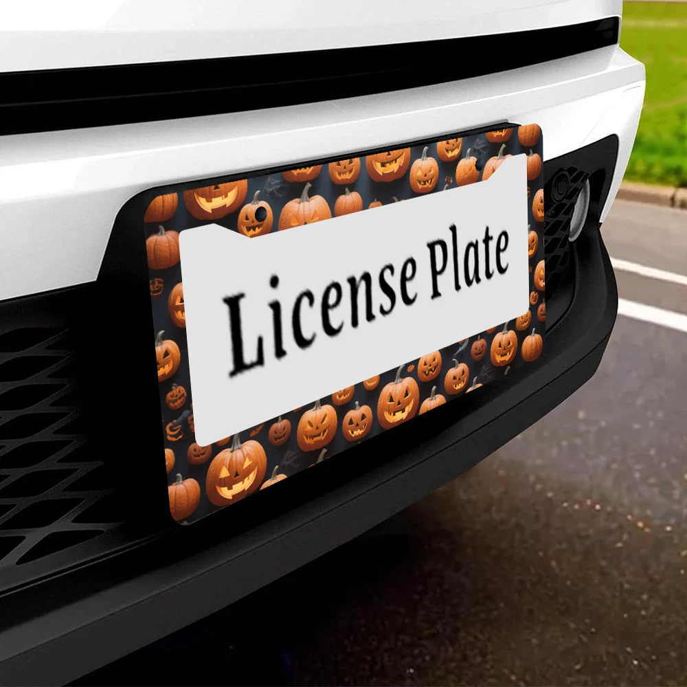 1 قطعة نمط اليقطين البرتقالي 2-Hole إطار لوحة الرخصة مادة الألومنيوم 6x12 بوصة مع المسمار مجموعة الرجعية الجدة سيارة الديكور