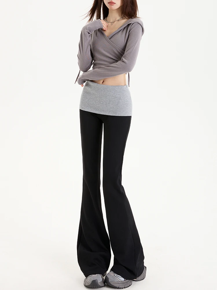 

Low Waist American Casual Yoga Pants Women's Autumn Bell Bot Dra Color Blo Slimming Versatile Faionable Ladies' P...