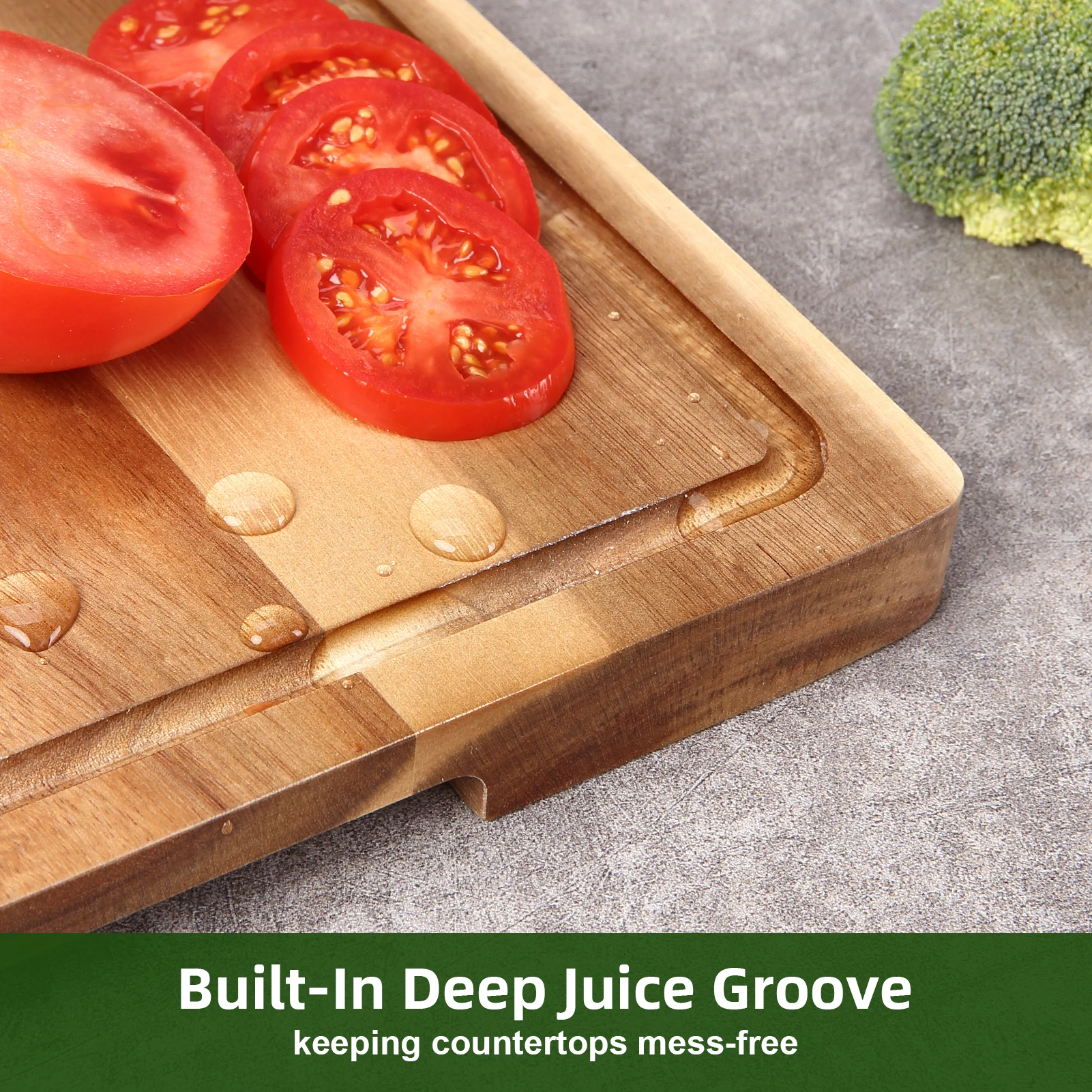 Durable Acacia Wood Cutting Board, Extra Large 18x12 Inch Butcher Block with Deep Juice Groove, Reversible Design for Kitchen, Food Prep, Meat, Vegetables, Delicatessen, Cheese