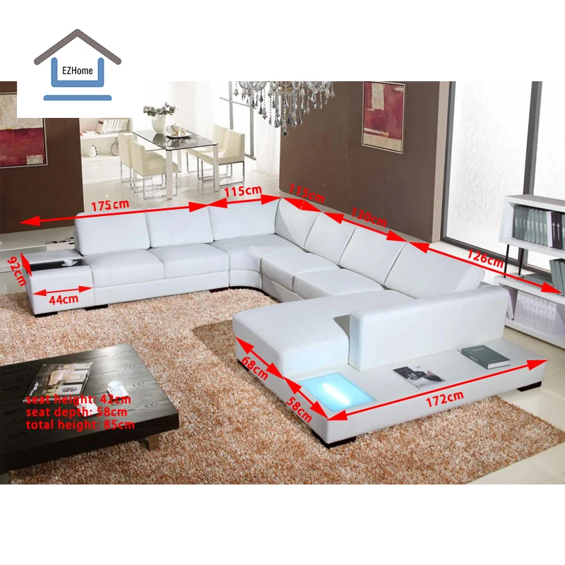 أريكة مسرح منزلي متعددة الوظائف وحديثة وبسيطة الاستخدام لعام 2020، أريكة جلدية فاخرة لغرفة المعيشة مع أضواء LED