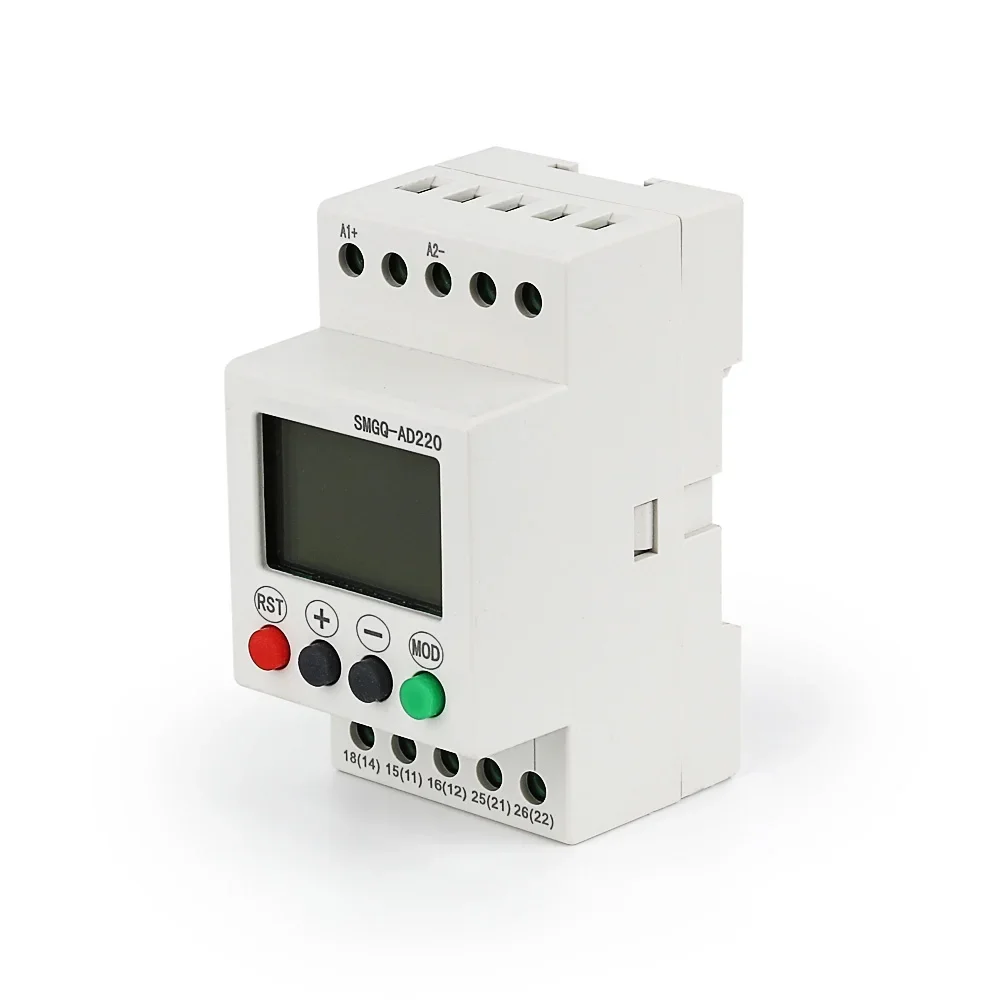 Din rail adjustable 3 phase over voltage and under voltage protective  protector relay with over current protection