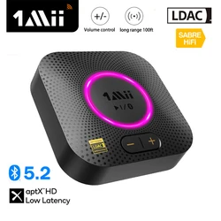 1mii B06S + odbiornik Bluetooth 5.2, Adapter Audio HiFi W/LDAC Aptx HD & LL, daleki zasięg wysokiej rozdzielczości Audio z regulacją głośności