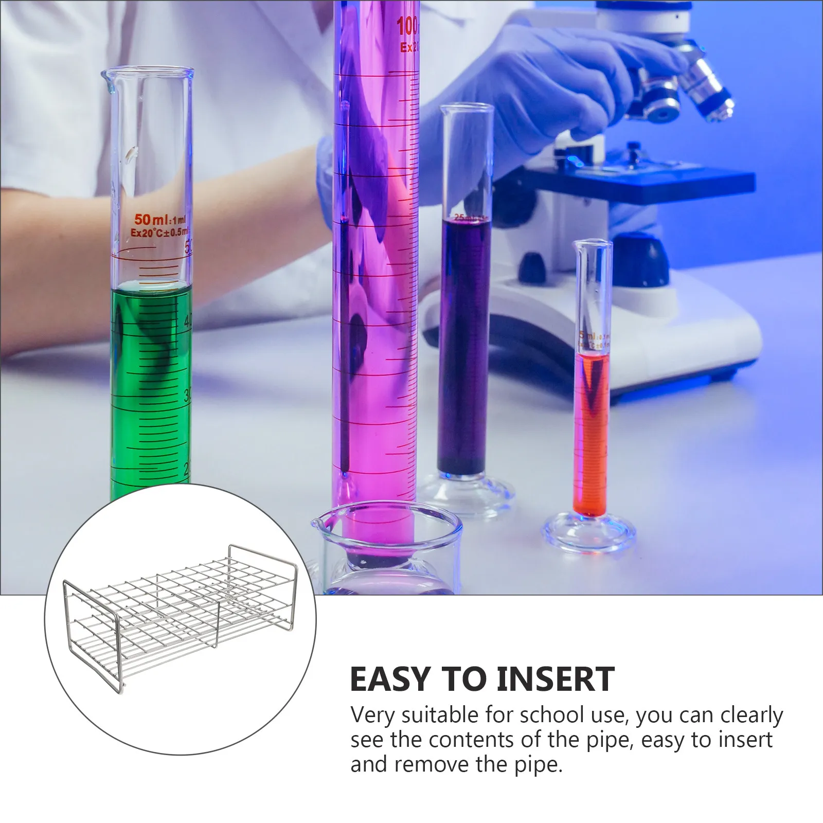 1pc 50 Holes Square Test Tube Rack Three-Tier Lab Supply For Beads Candy Jewelry Making Experiment Scientific Holder Teaching view 3
