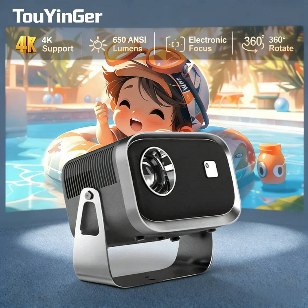 

Умный проектор TouYinger HY320mini, 550ANSI люмен, поддерживает контраст 4K, ЖК-технология 10000:1, домашний кинотеатр