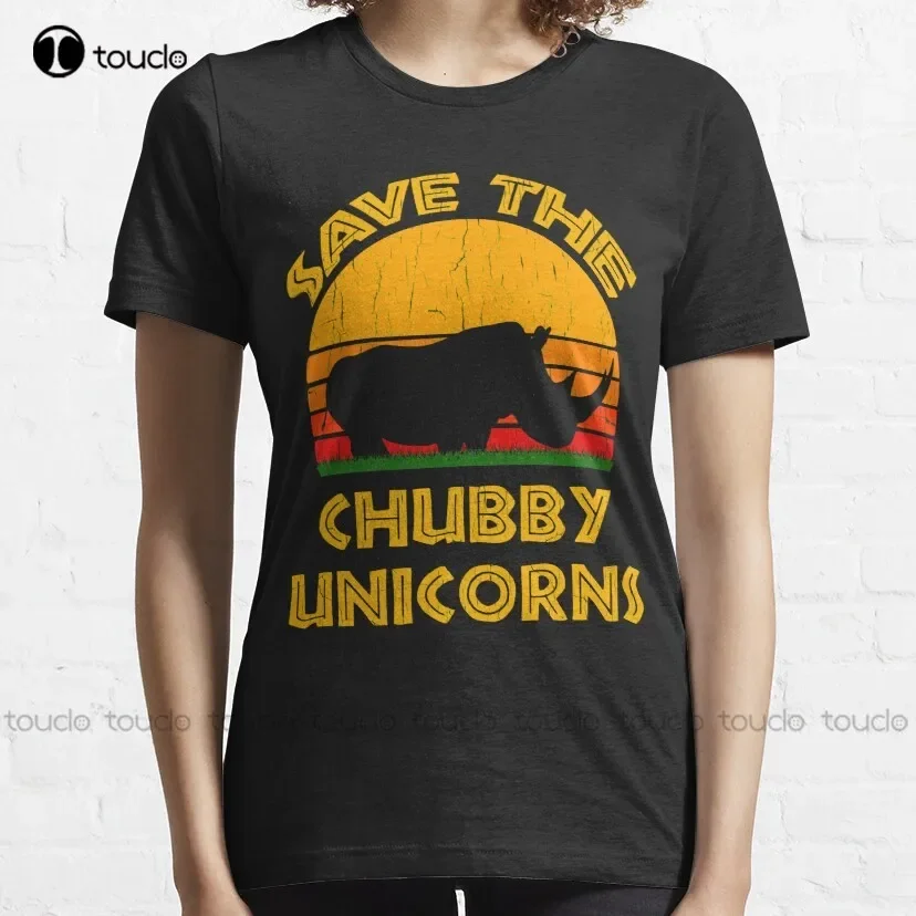 Save The Chubby Unicorns Retro Vintage  T-Shirt Grandpa Shirt Custom Aldult Teen Unisex Digital Printing Tee Shirt Xs-5Xl Cotton