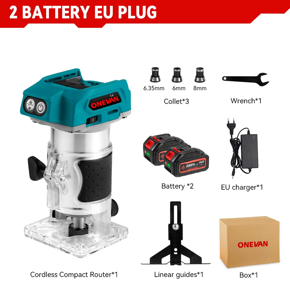 1600W Electric Wood Edge Trimmer Machine Aluminum Alloy Speed Adjustable Woodworking Hand Trimmer With 6 6.35 8mm Milling Cutter