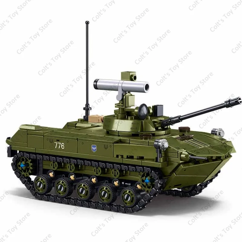 2024 Sluban Military Soviet BMD-2S Battle Tank Building Blocks Soldier Figures Bricks Classic Model Armor Vehicle Kids Toy Gifts