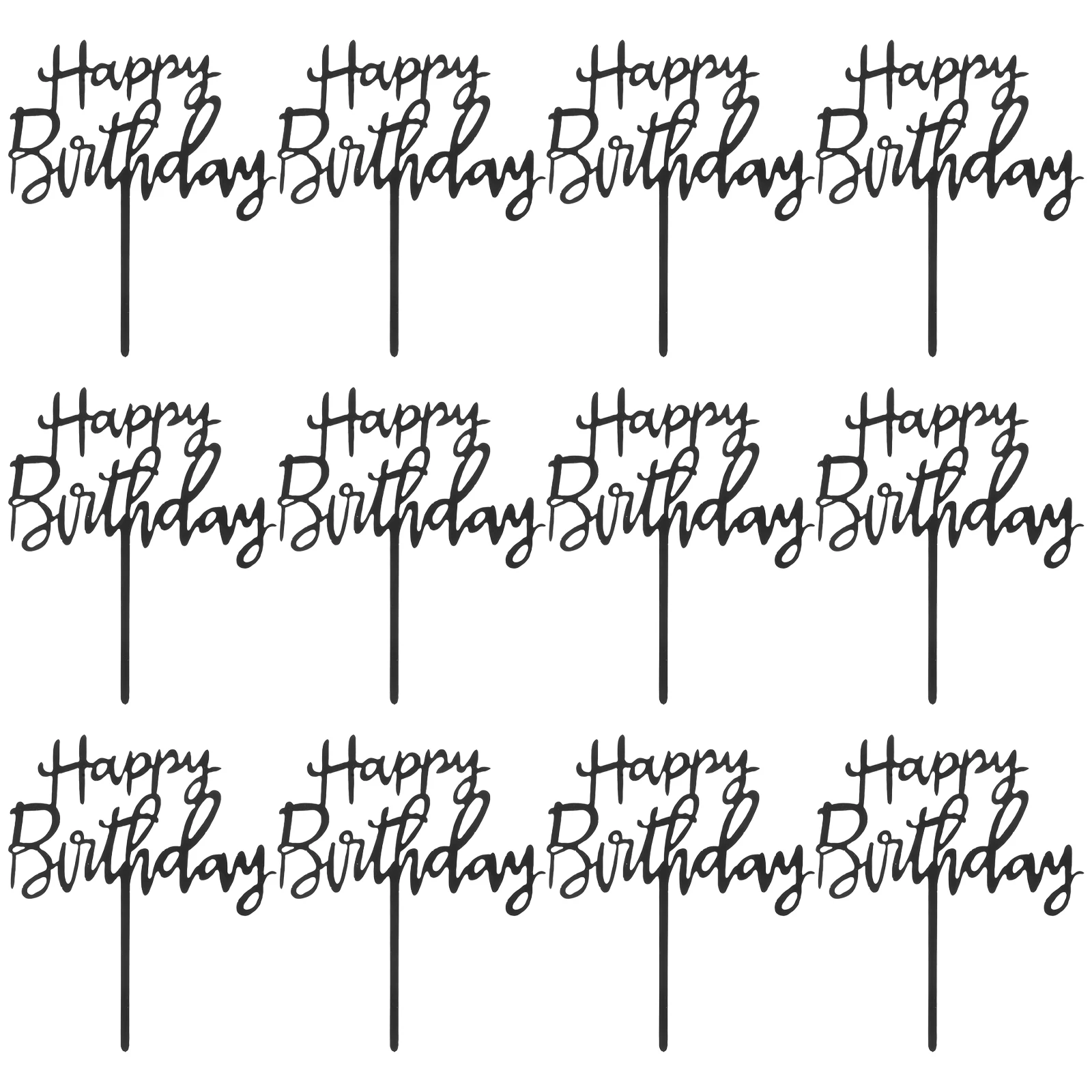 

50Pcs Acrylic Happy Birthday Cake Toppers Elegant Birthday Decorations Party Dessert Insert Picks Pastry Topper