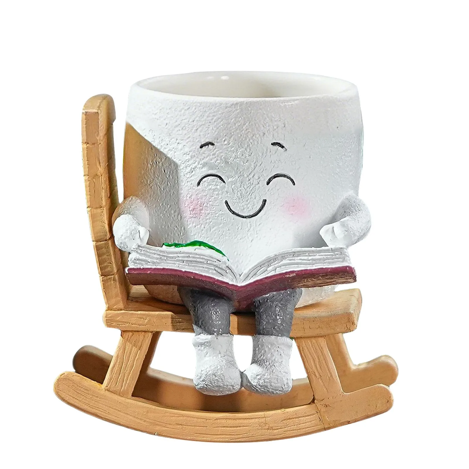 New Creative Tabletop Rocking Chair Flowerpot Decorations Fun Cute Chair Smile Face Vase Outdoor Garden and Courtyard Decoration