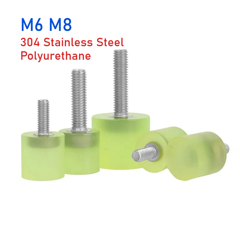 1/2pcs M6 M8 SUS304 Stainless Steel Polyurethane Coating Cushioning And Collision Prevention Shock Absorption Adhesive Head Bolt