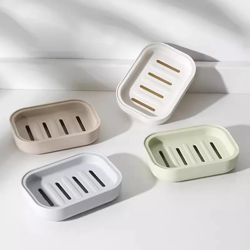Portable Double-Layer Soap Dish with Drainage Cover Square Plastic Storage Box for Bathroom & Travel Use ﻿