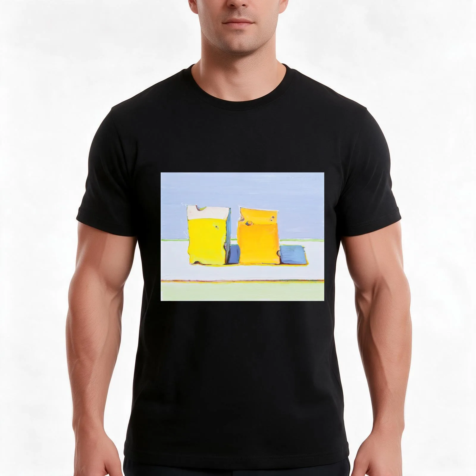 Wayne Thiebaud T-Shirt, Summer Casual Cotton Tee, Oversized Streetwear Tops, Vintage Graphic Print, Loose Fit Short Sleeve