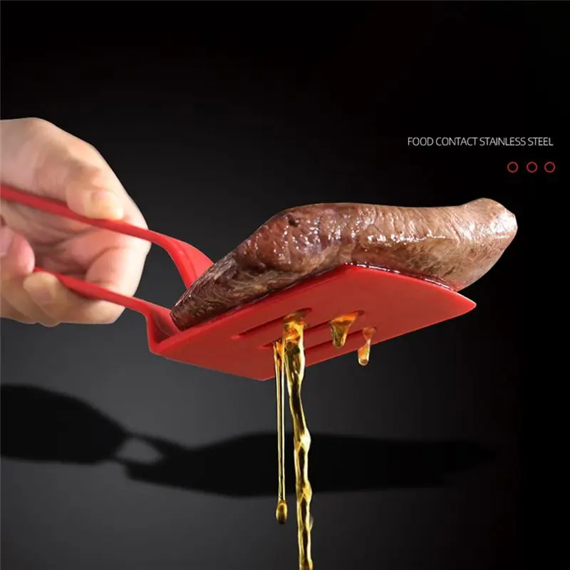 ABFW Silicone Kitchen Tong Multipurpose BBQ Clamp Spatula for Gripper Bread Clip Fried Steak Clamp Red