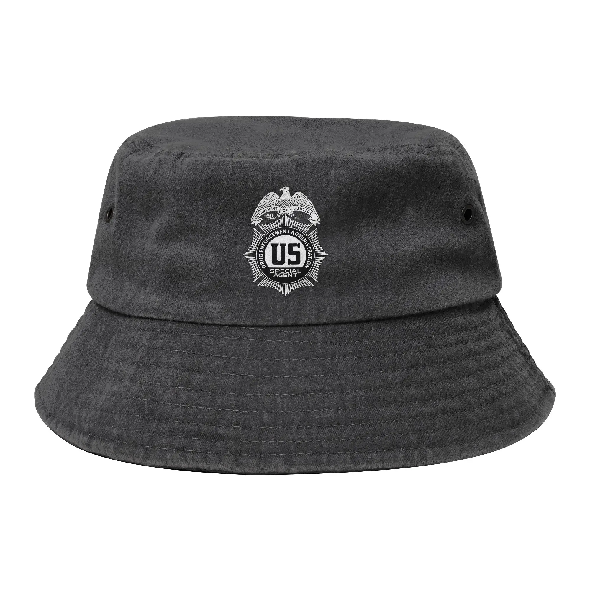 Trendy DEA Special Agent US Bucket Hat Girl Foldable Hiking  Distressed Washed Fisherman Hat Vocation Getaway Headwear Bob Hat