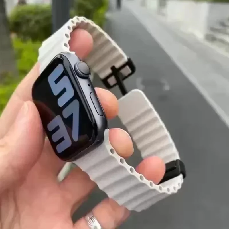 Magnetic Watch Band for Apple Watch Ultra 2 49mm 44mm 45mm 42mm 41mm Silicone Watch Strap for Iwatch series 11 7 8 9 SE 3 Correa image 6