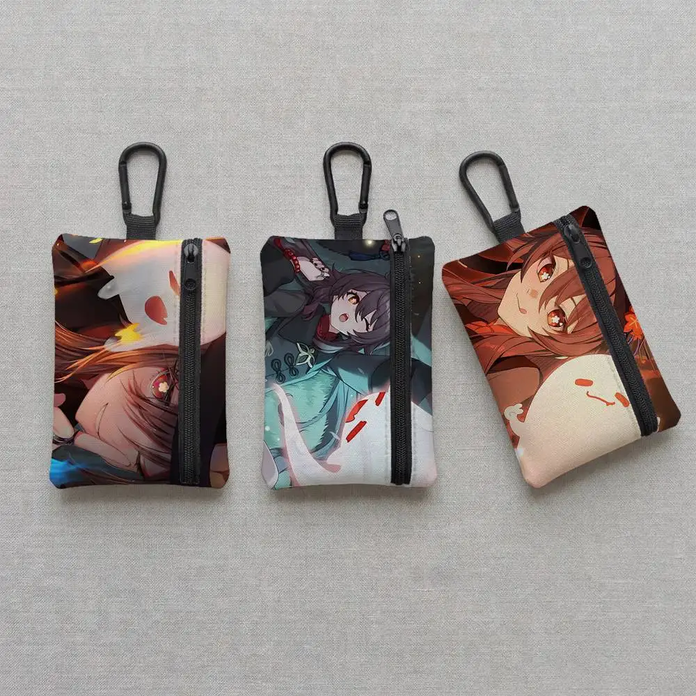 Anime Game Genshin Impact Hu Tao Everyday Oxford Cloth Zipper Coin Purse - Lightweight Card Holder & Hanging Key Pouch