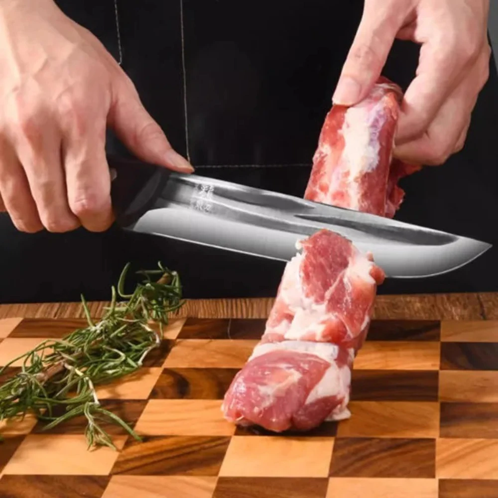 Longquan forging bone cutting knife, pig slaughtering knife, specialized slaughtering knife, sheepskin peeling knife, commercial